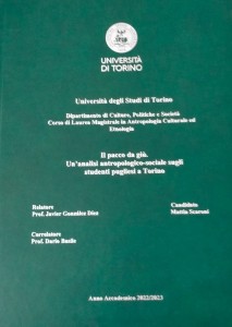 La copertina della tesi di laurea